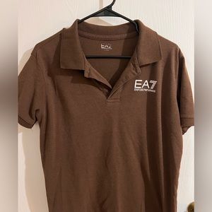 Emporio Armani brown polo shirt in brown size M